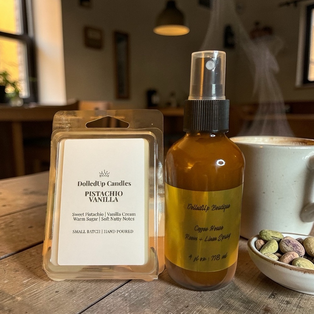 Café Comfort Sanctuary Set Pistachio Vanilla Melts & Coffee Room Spray